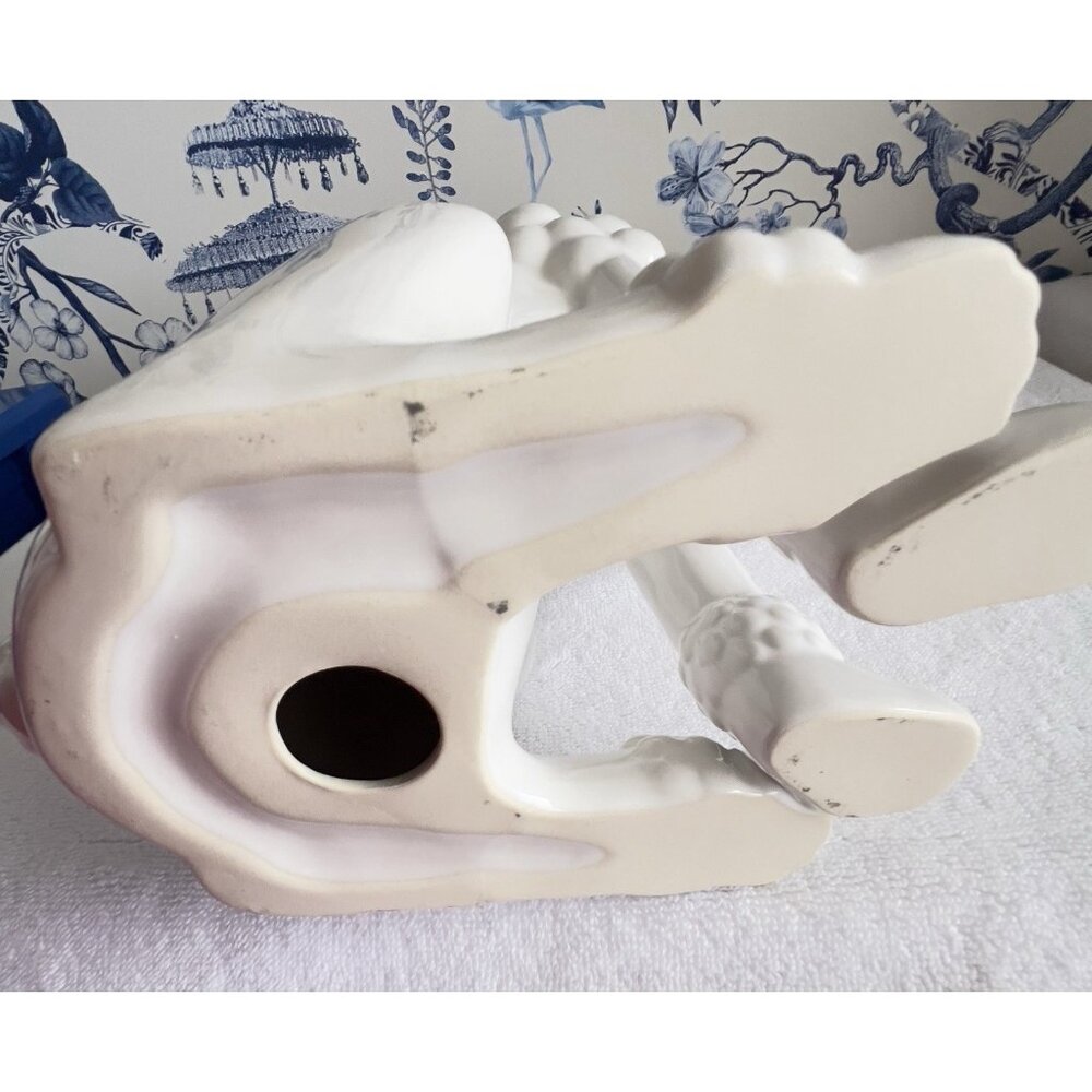 French POODLE Figurine 17"H Statue White Porcelain Ceramic Elegant Sitting Dog - Picture 6 of 11